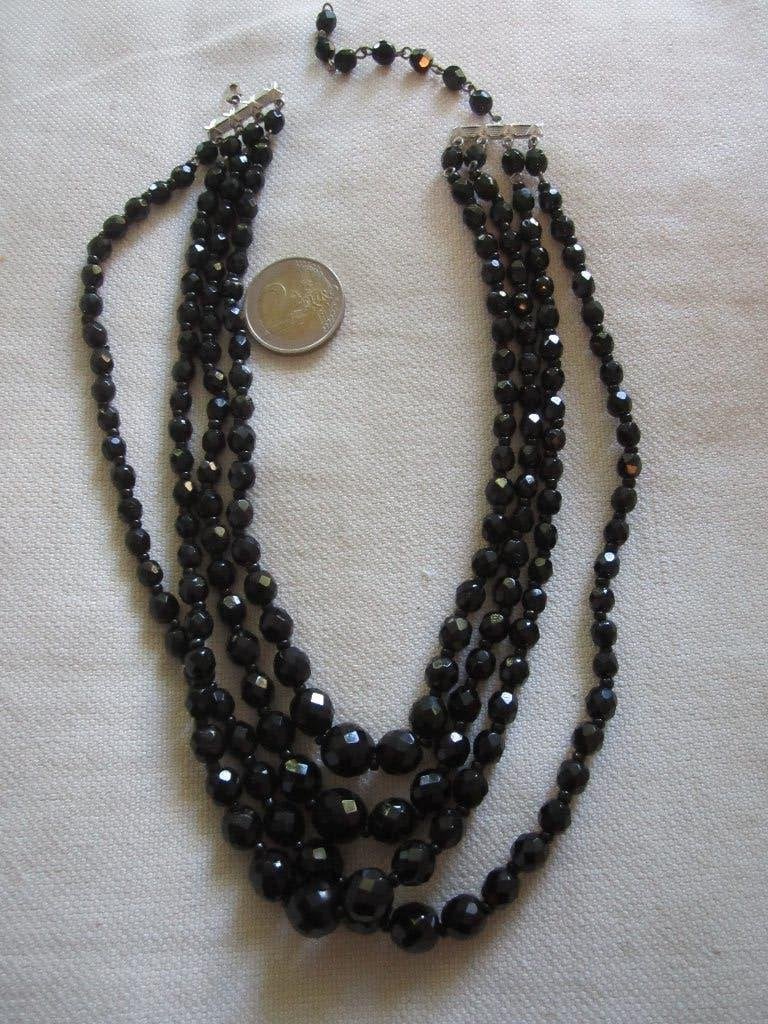 12.   Schitterende oude ketting, French jet,    38/44 cm, Ophalen, Overige materialen, Ketting