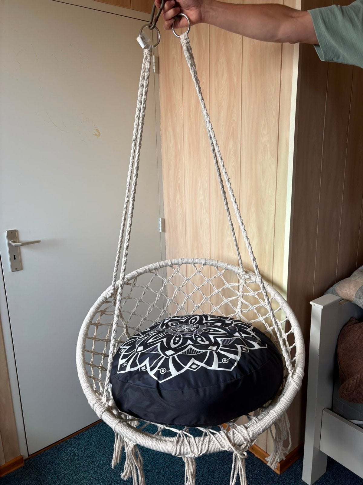 Macramé Hangstoel - Bohemian Stijl, Ophalen, Wit, Zo goed als nieuw, Eén