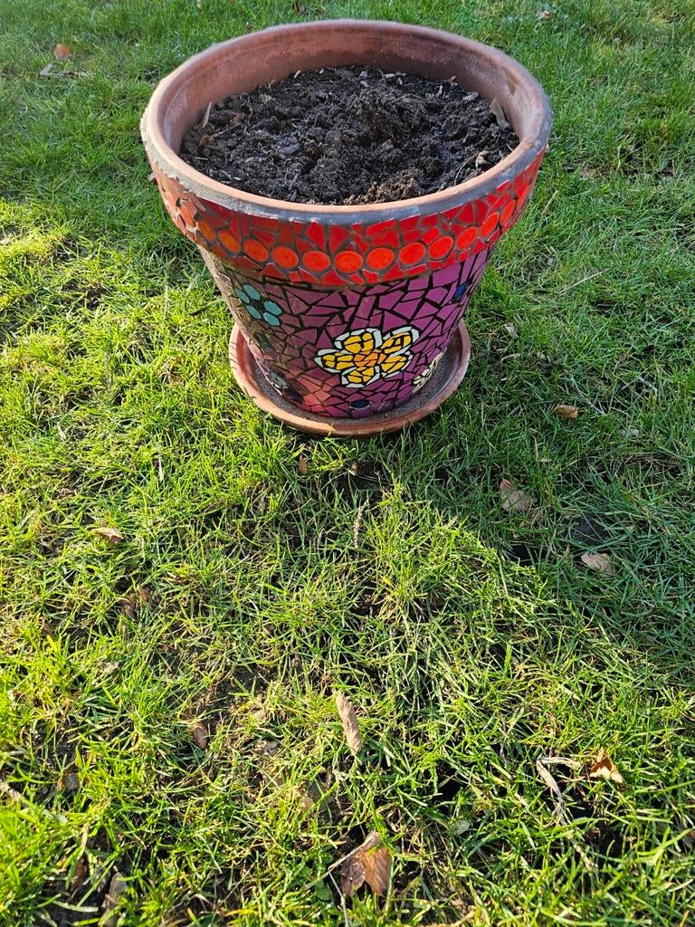Mooi bloempot voor buiten of binnen, Ophalen, Steen, Minder dan 30 cm, Rond