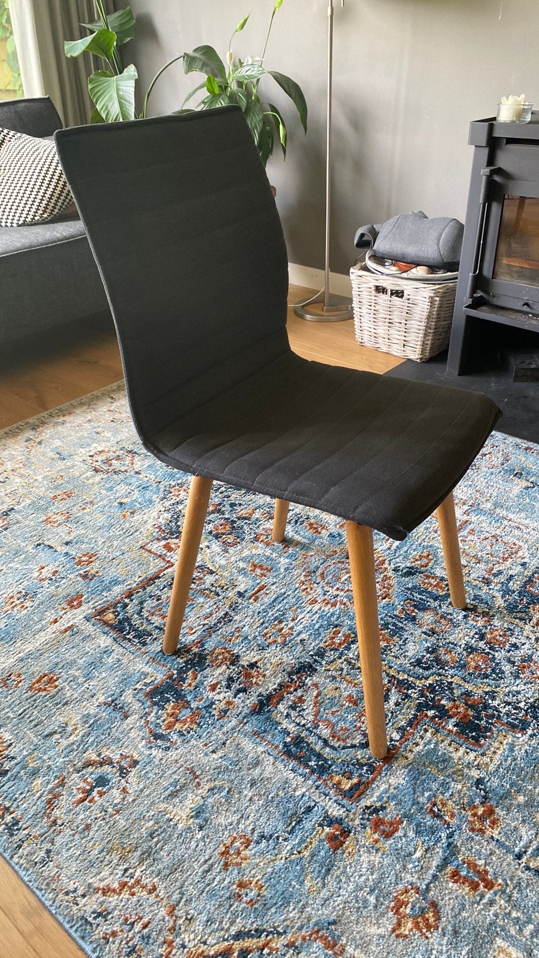 4 eetkamerstoelen, Huis en Inrichting, Stoelen, Gebruikt, Vier, Stof, Grijs, Ophalen
