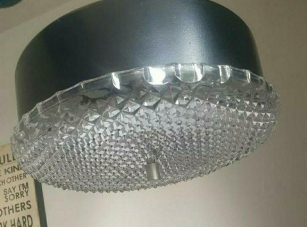 Retro plafondlamp, Ophalen of Verzenden, Glas