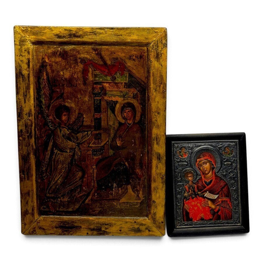 Twee 20e eeuwse orthodoxe ikonen, Ophalen of Verzenden