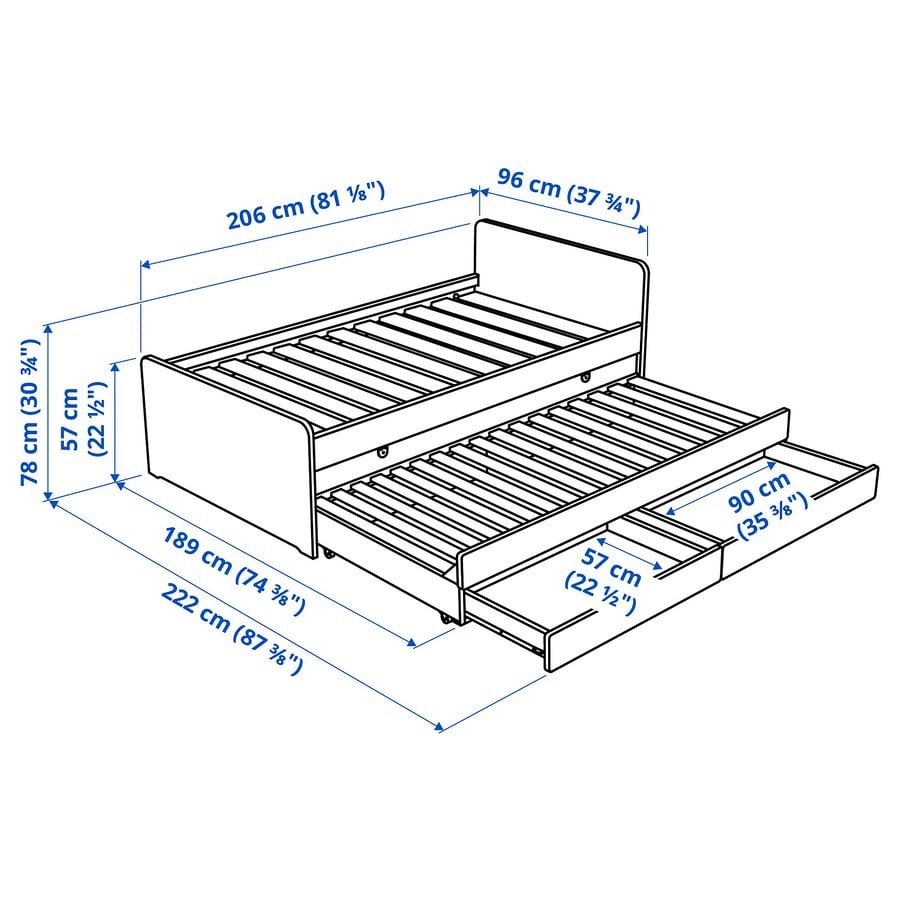 IKEA SLÄKT Children’s Bed – With Underbed & Storage, Huis en Inrichting, Ophalen, Tweepersoons, Zo goed als nieuw, 200 cm