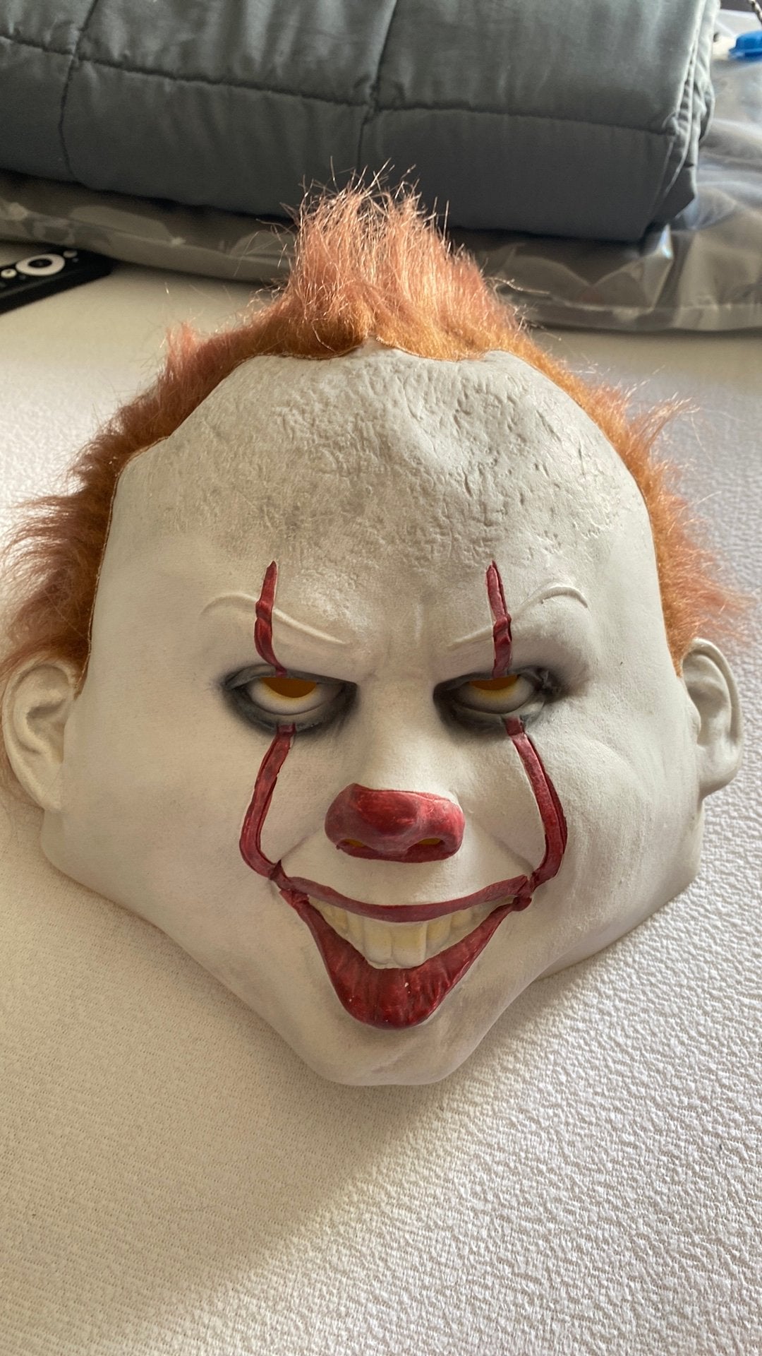 Pennywise IT masker - Halloween/Carnaval, Ophalen of Verzenden, Zo goed als nieuw, Hoed of Pruik, Halloween of Griezel
