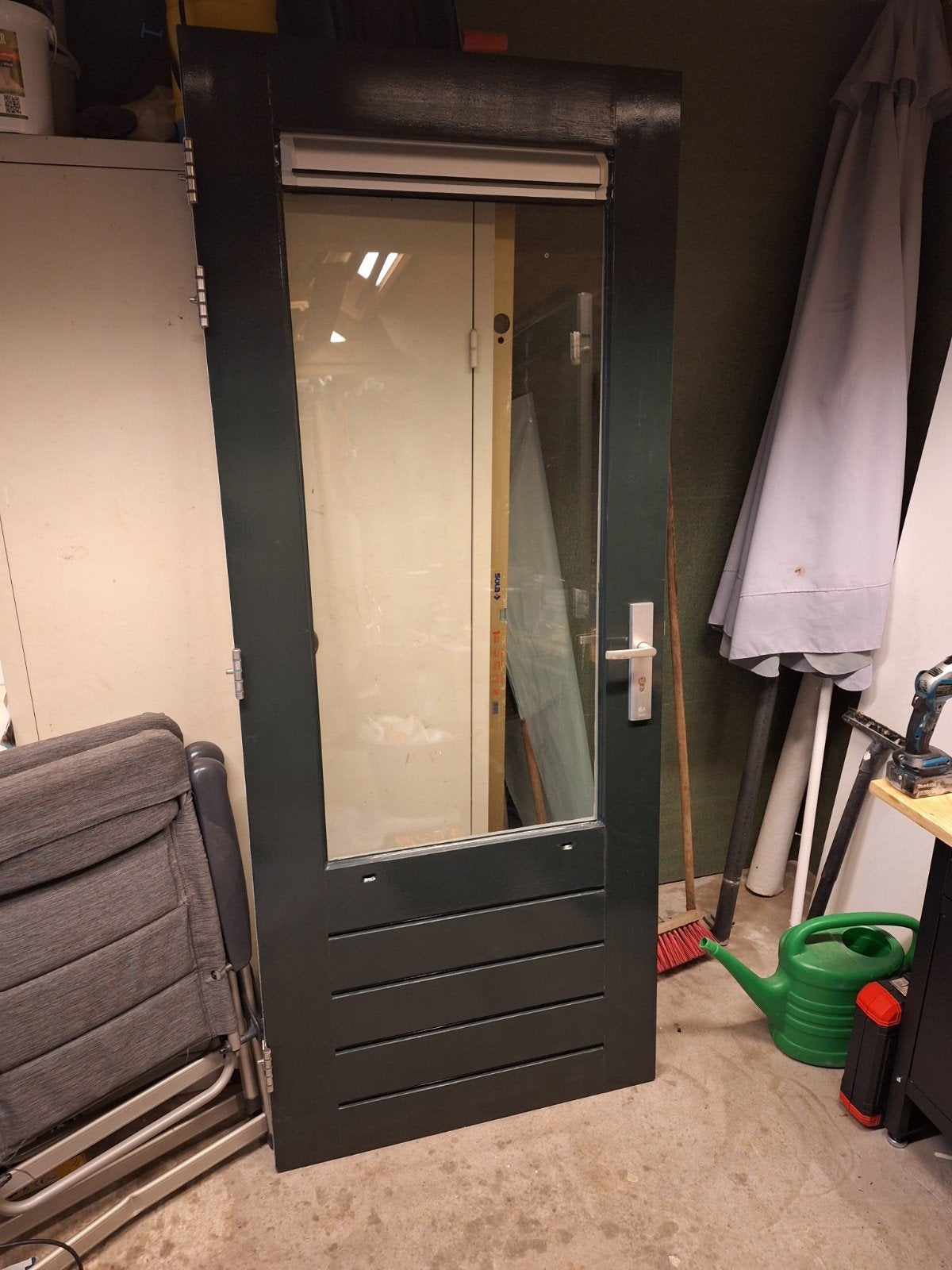 Hardhouten buitendeur  875x2115, Ophalen, 200 tot 215 cm, Glas, Buitendeur