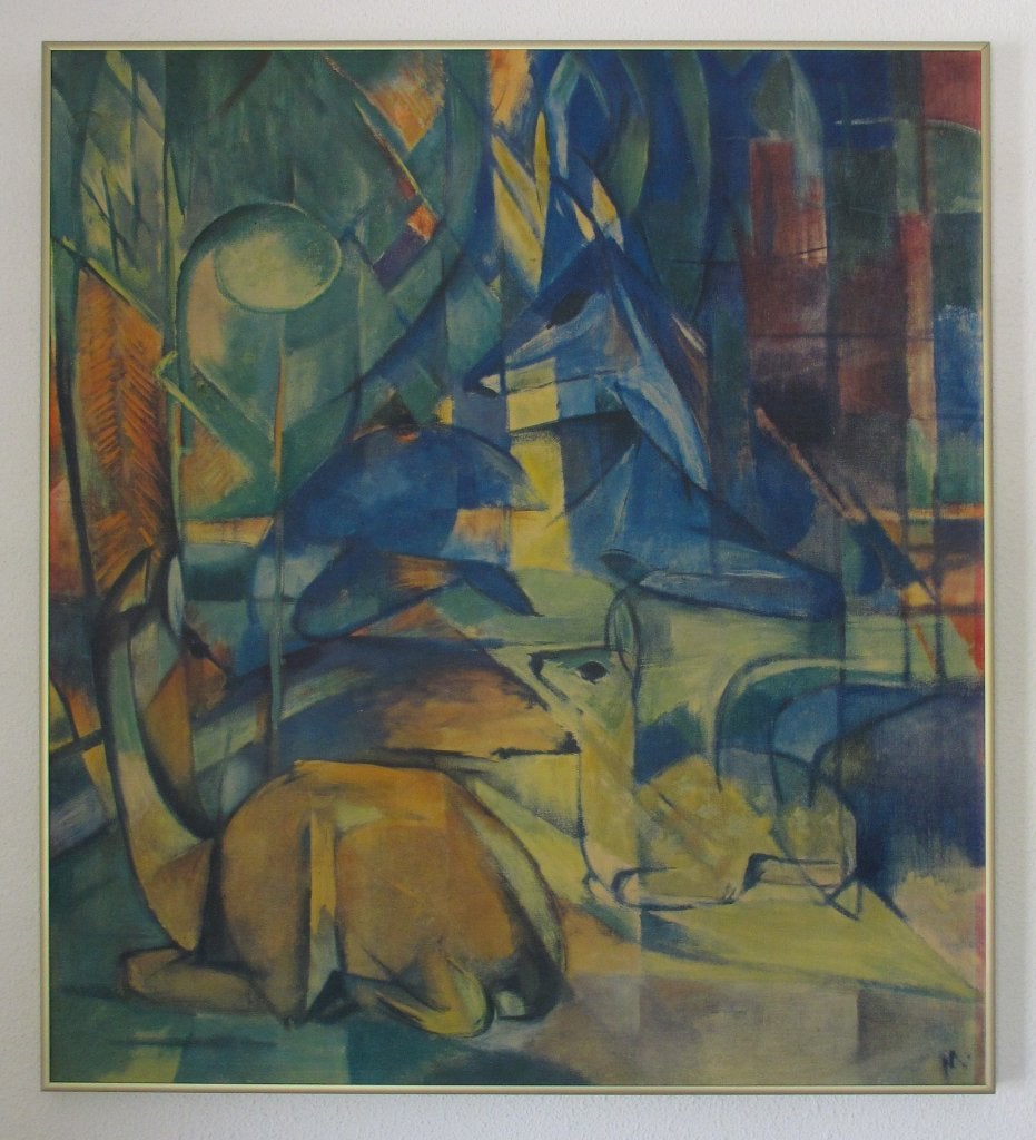 Franz Marc herten in het bos II reproductie, Antiek en Kunst, Kunst | Schilderijen | Klassiek, Ophalen, Abstract, Dieren