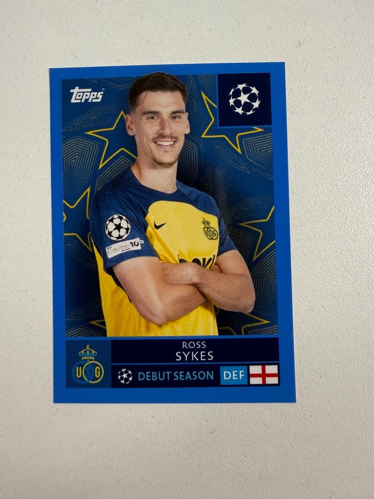 455 Ross Sykes Blue Parallel Sticker Champions League, Ophalen of Verzenden, Nieuw, Buitenlandse clubs, Poster, Plaatje of Sticker