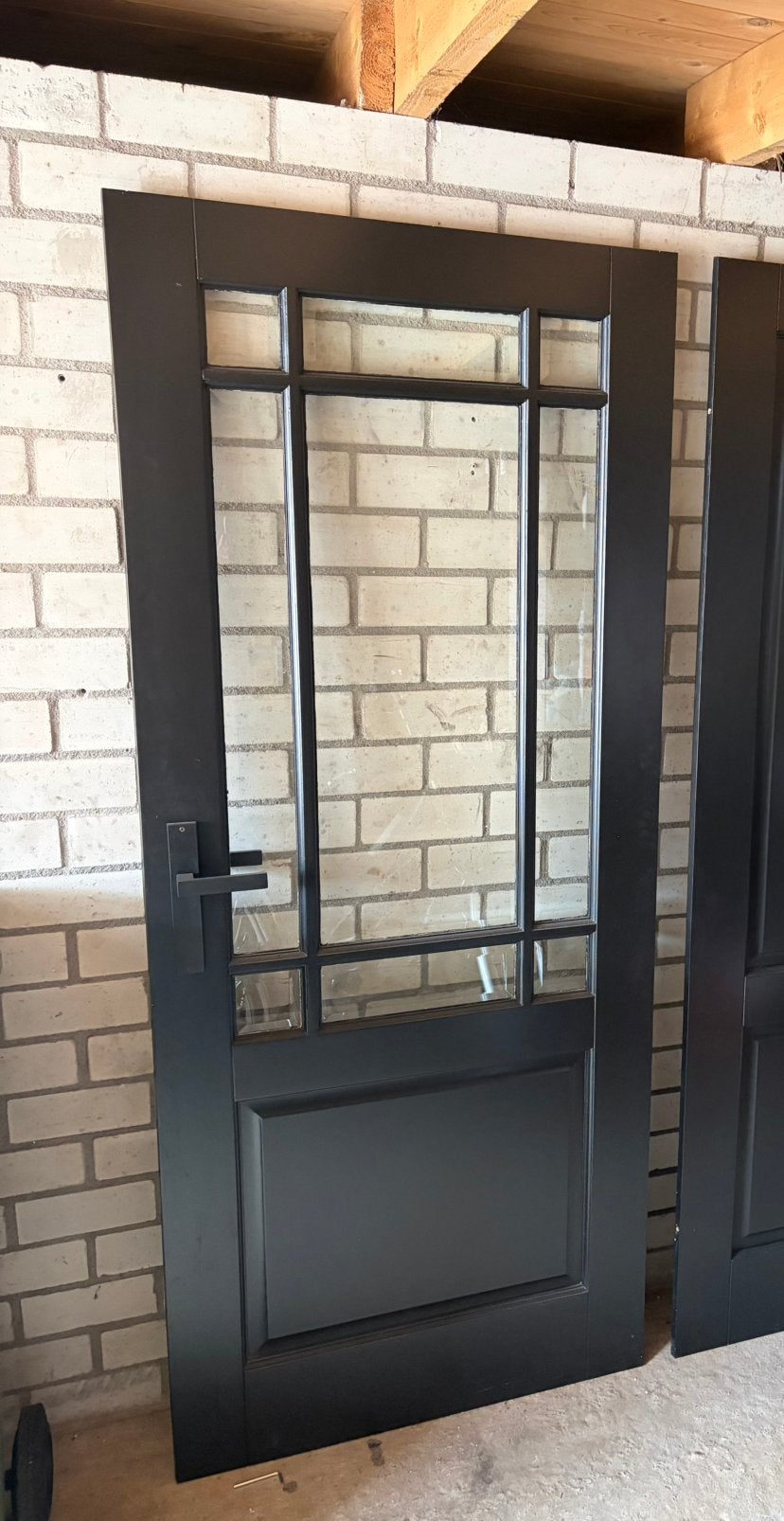 Houten binnendeur zwart, Doe-het-zelf en Verbouw, Ophalen, Binnendeur, 200 tot 215 cm, Glas
