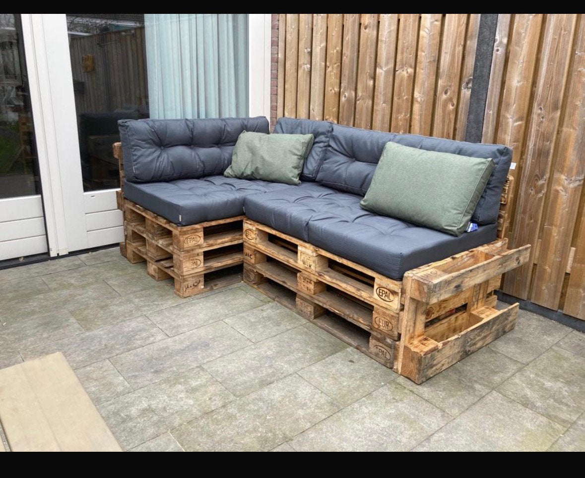 Pallet kussens  zonder pallets, Ophalen, 4 zitplaatsen, Gebruikt, Hout