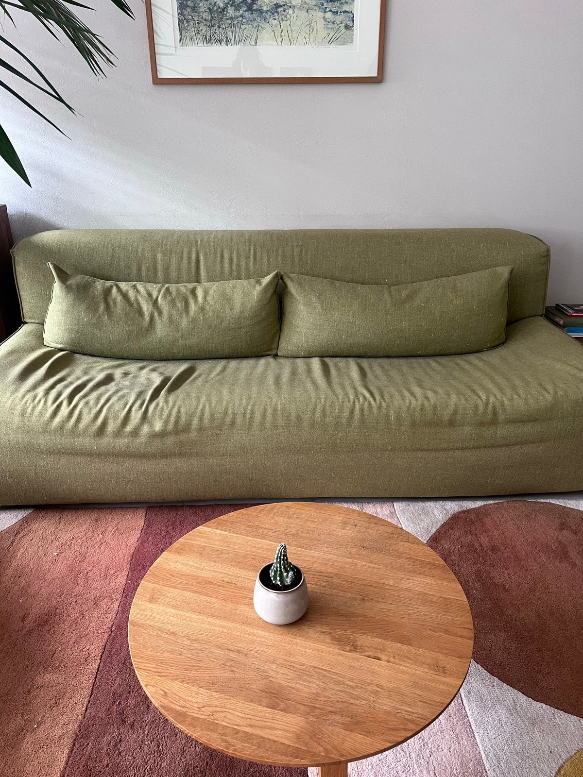Scandinavische bank met donskussens, Ophalen, Gebruikt, 100 tot 125 cm, Driepersoons