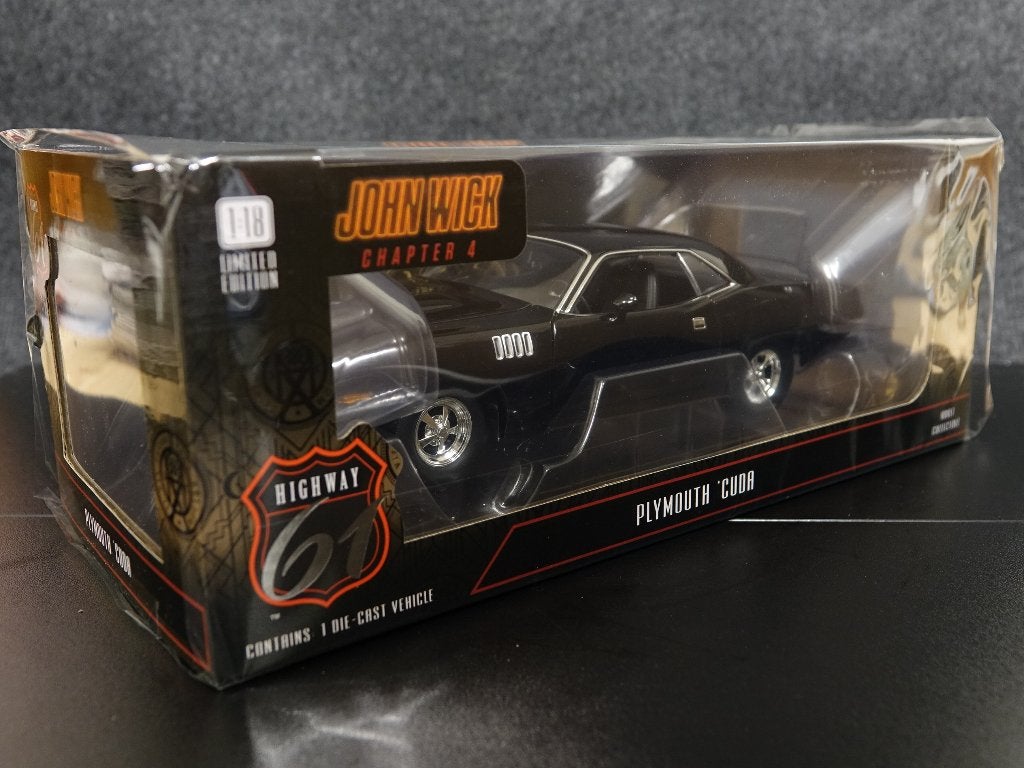 Highway 61 1:18 1971 Plymouth Cuda John Wick Chapter 4, Overige merken, Auto, Onbekend, Nieuw