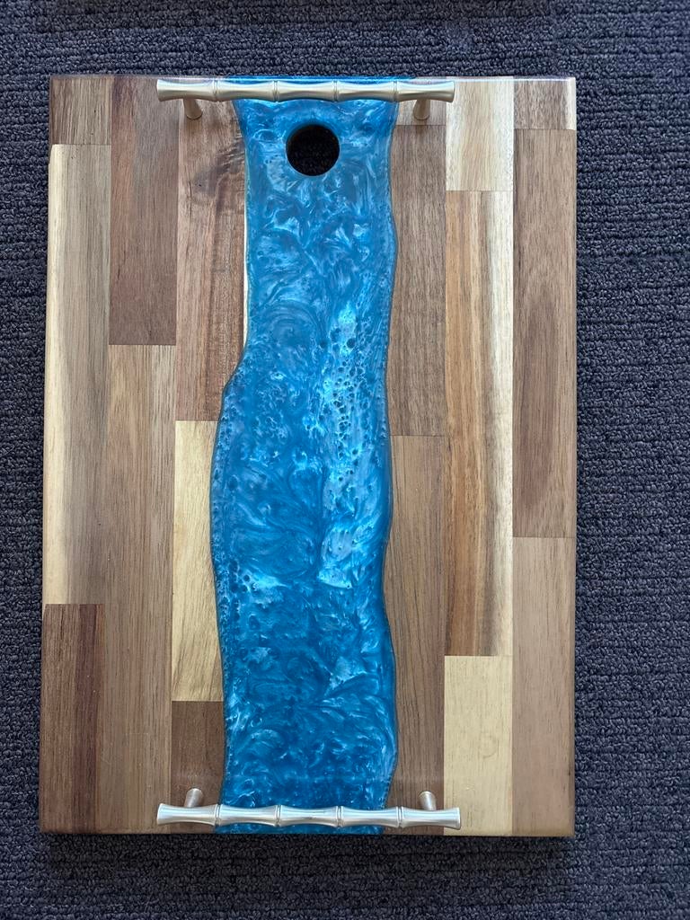 Unieke Snijplank/Serveerplank Hout & Epoxy - Moederdag Kado, Hout, Snij-/serveerplank, Nieuw, Ophalen of Verzenden