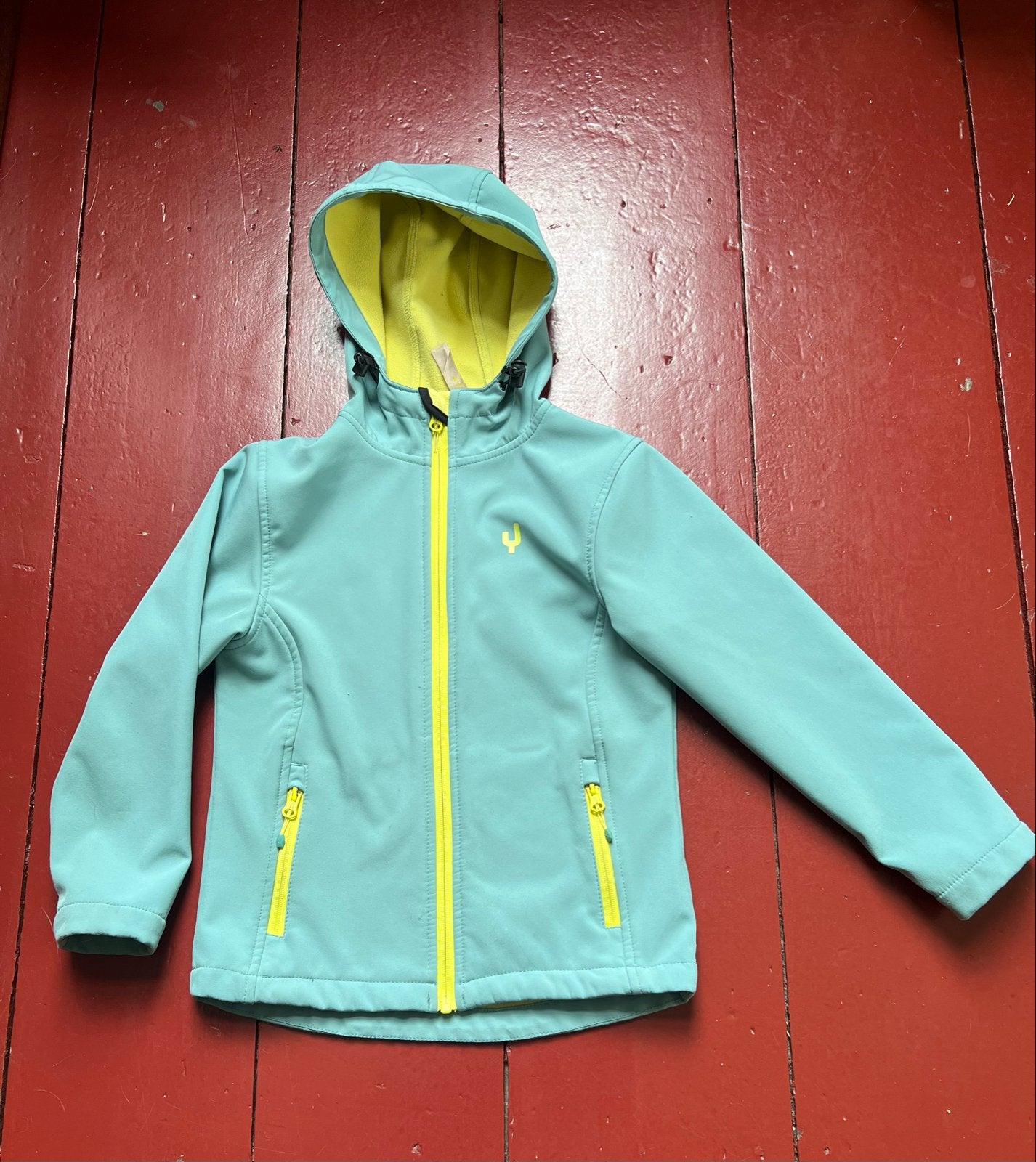 Ayacucho Softshell Jasje - Mintgroen/Geel - Maat 128, Ophalen of Verzenden, Gebruikt, Meisje
