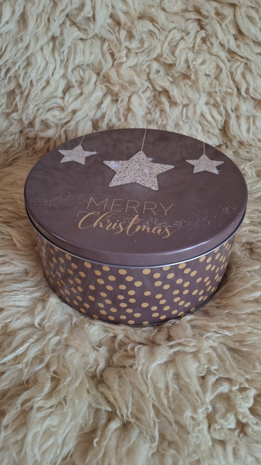 Vinrage Kerst opbergblik  koektrommel, Diversen, Kerst, Ophalen of Verzenden