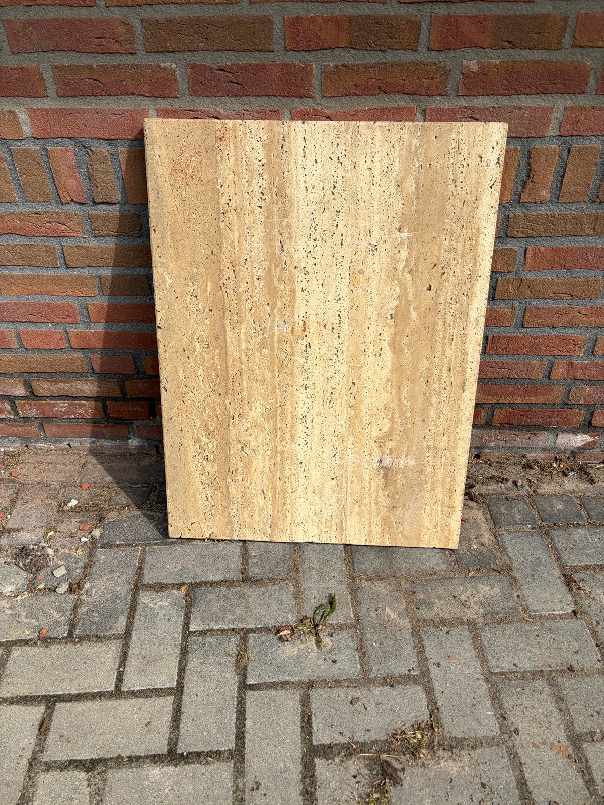 Te koop travertin plaat, Ophalen, 25 tot 50 mm, Zo goed als nieuw, Minder dan 200 cm
