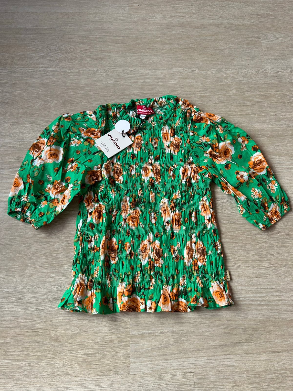 Vingino Lissie Blouse Groen Bloemenprint Maat 16/176, Ophalen of Verzenden, Nieuw, Meisje, Overhemd of Blouse