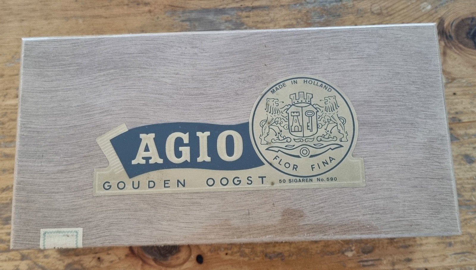 Vintage Agio Gouden Oogst sigarenkistje, Verzamelen, Ophalen of Verzenden, Gebruikt