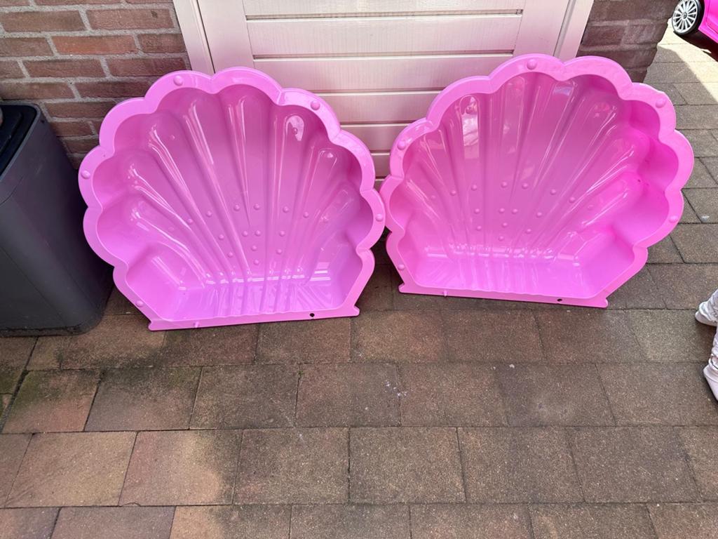 Roze schelp zandbak/zwembad - inklapbaar en makkelijk op te, Ophalen, Gebruikt