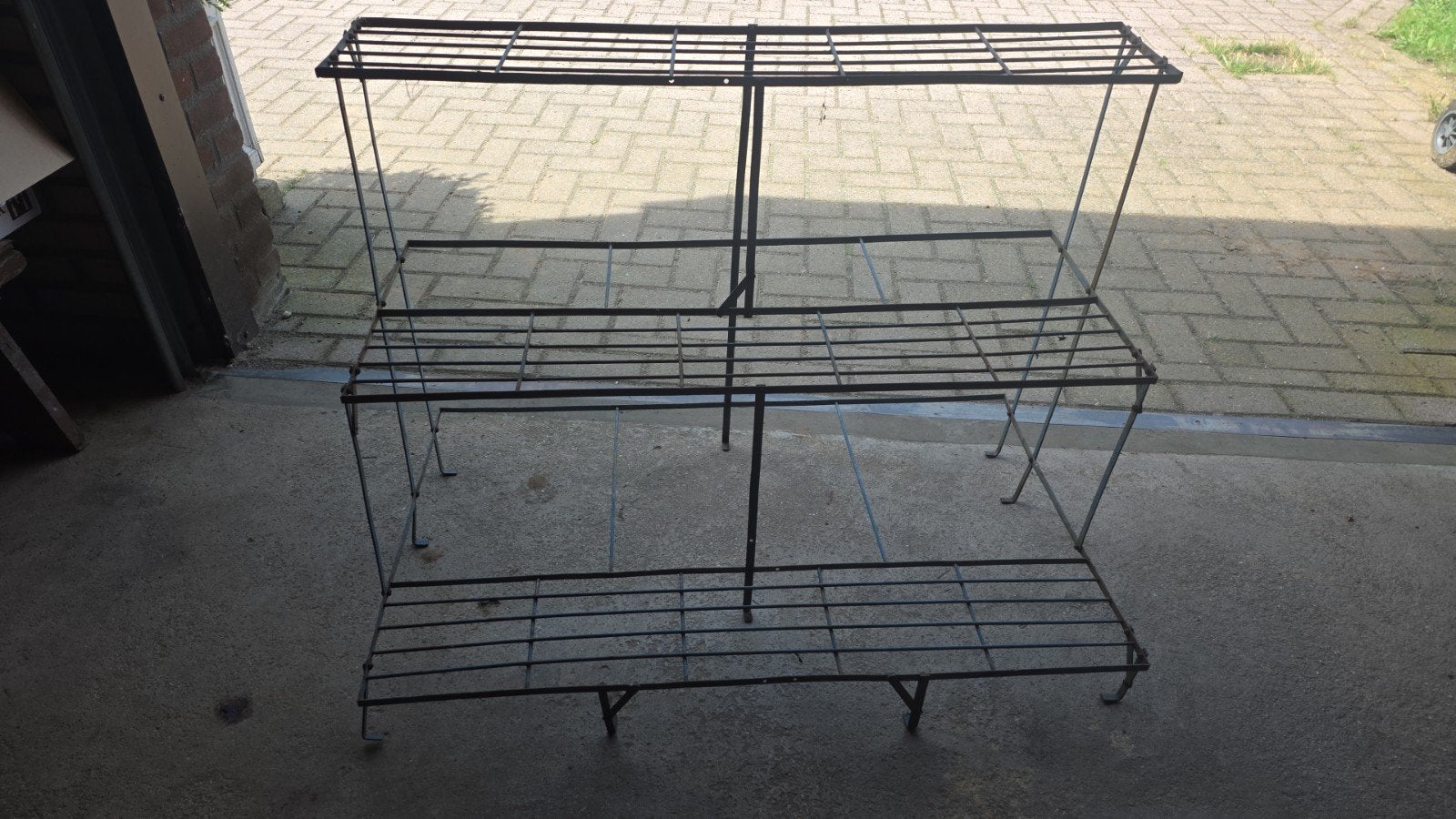 Brocante ijzeren etagere rek /plantenrek, Ophalen, Rond, Metaal