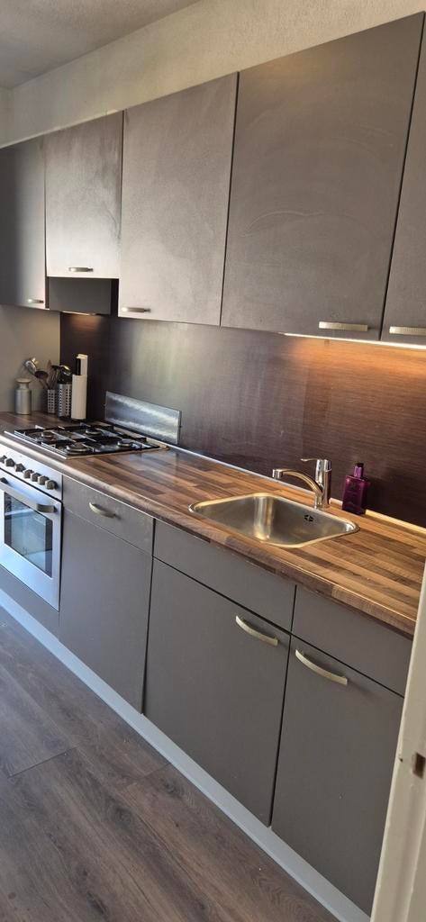 Moderne keuken met Grohe kraan (excl. vaatwasser), Ophalen, Gebruikt, Enkelwandige keuken, Hout
