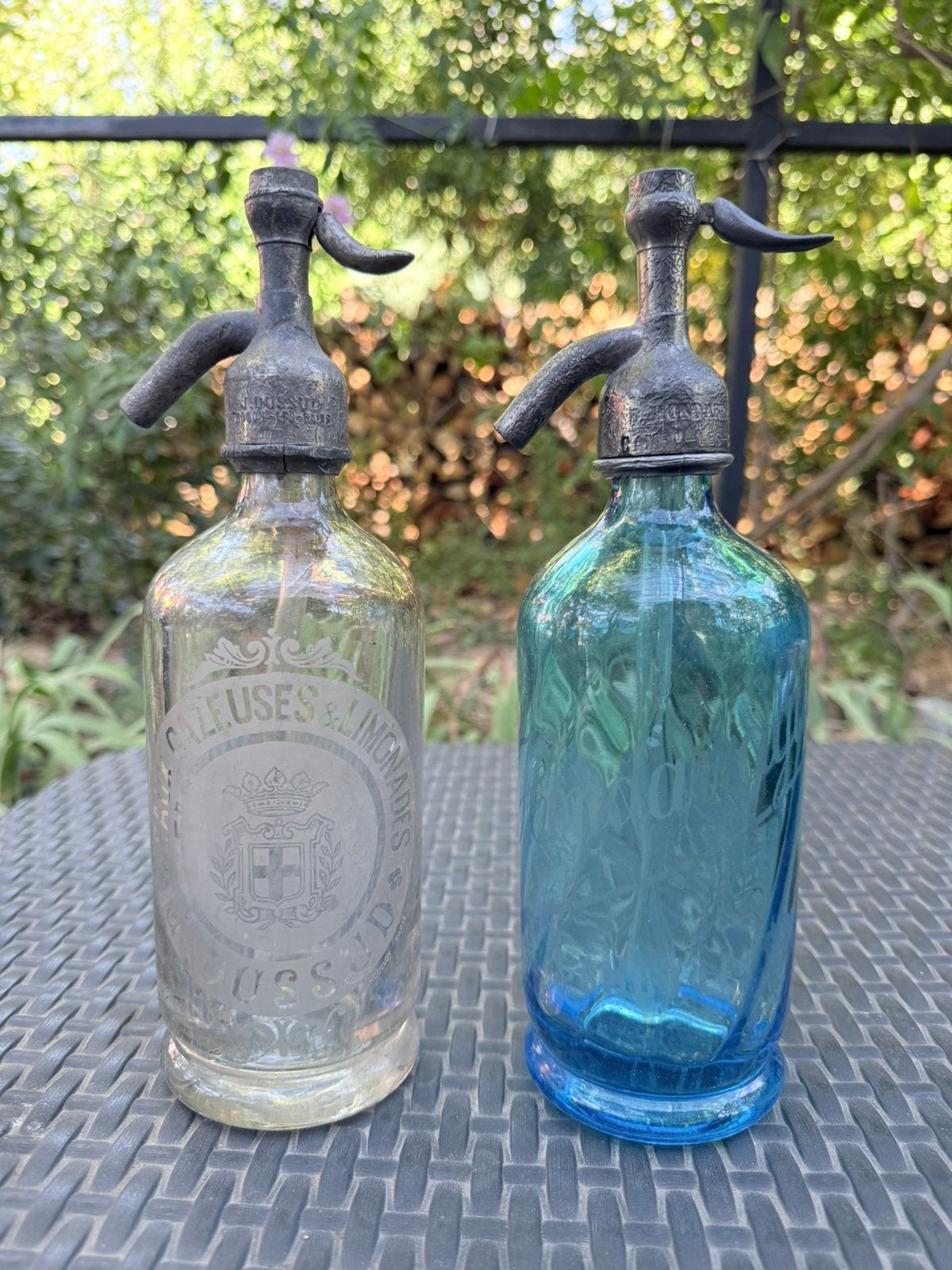 2 x Franse half siphons, Spuitwaterfles, Spuitfles, Siphon, Antiek en Kunst, Ophalen of Verzenden