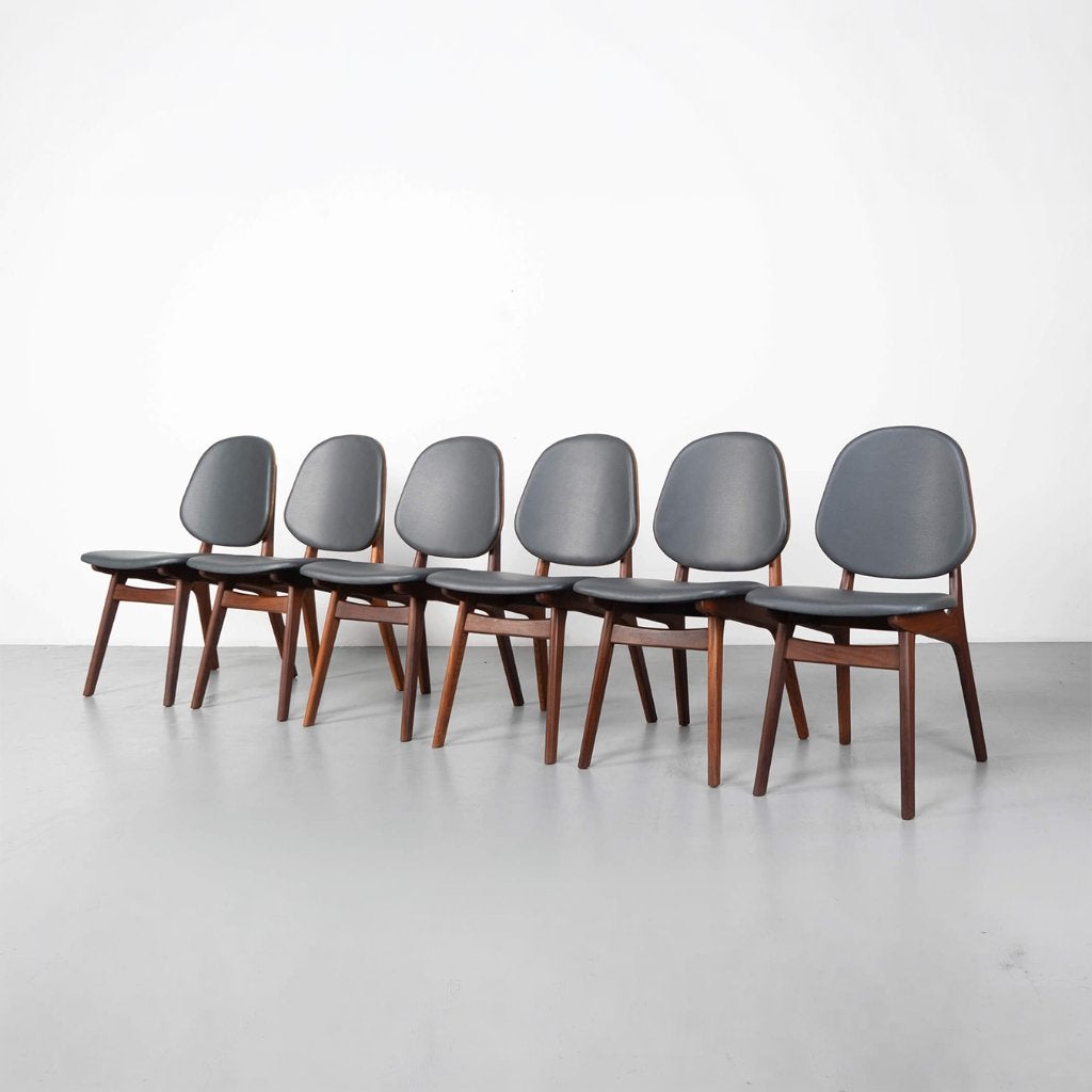 Vintage Deense eetkamerstoelen, set van 6, Huis en Inrichting, Gebruikt, Zwart, Deens Design, Scandinavisch, Vintage, Mid Century, Retro