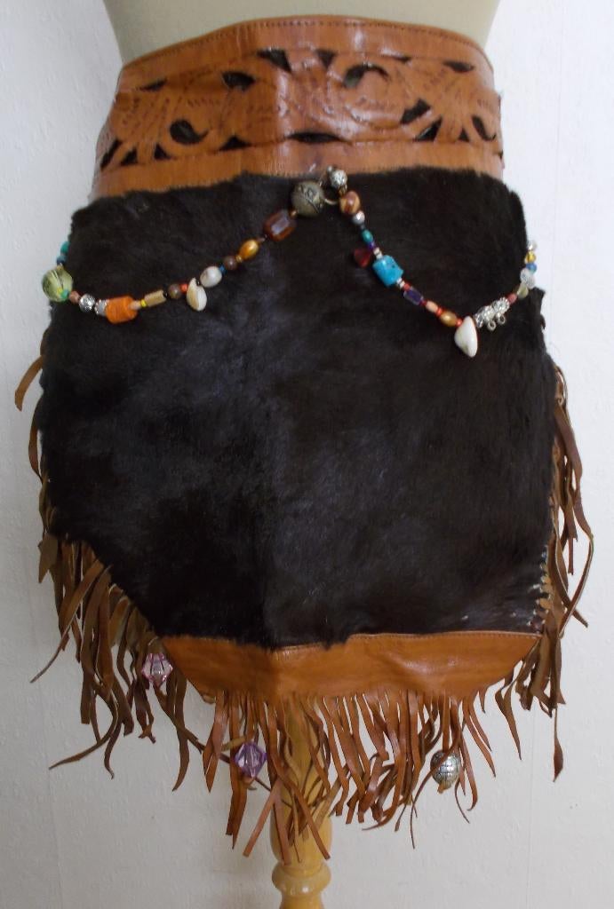 Stoer Ibiza/festival koeienhuid bruin omslag leren rokje!M/L, Kleding | Dames, Rokken, Maat 38/40 (M), Bruin, Verzenden, Zo goed als nieuw