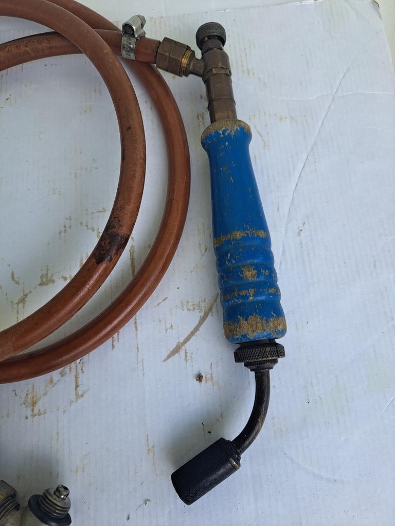 Vintage Soldeerbrander met slang en drukregelaar, Ophalen, Gebruikt