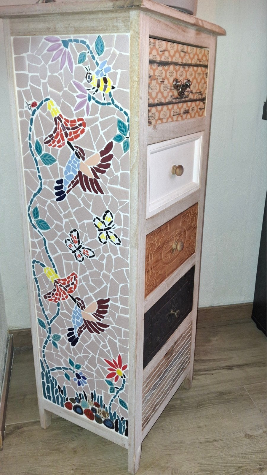lade kastje met mozaiek, Ophalen, 5 laden of meer, 100 tot 150 cm, 50 tot 100 cm