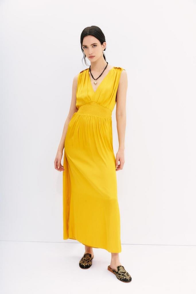 Sessun goud gele midi dress nieuw, Sessun, Geel, Nieuw, Ophalen of Verzenden