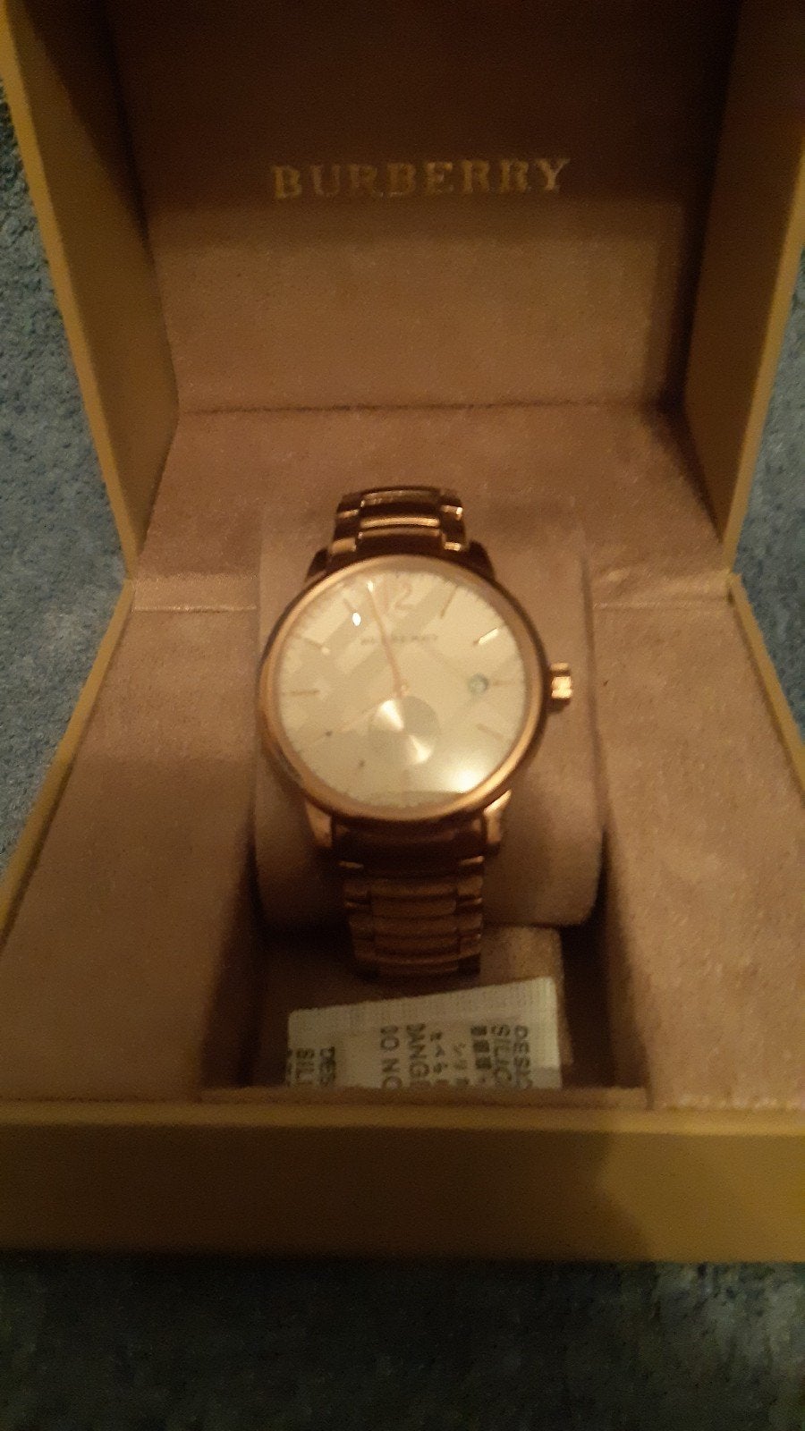 Burberry Roségouden Heren Horloge - Zo Goed als Nieuw, Overige materialen, Polshorloge, Overige materialen, Zo goed als nieuw