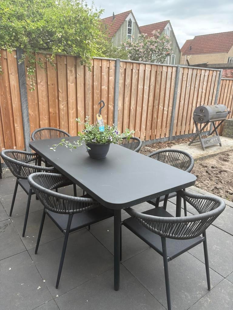 Tuinset voor 6 personen - Zwart, Ophalen, Overige materialen, Gebruikt, Eettafel