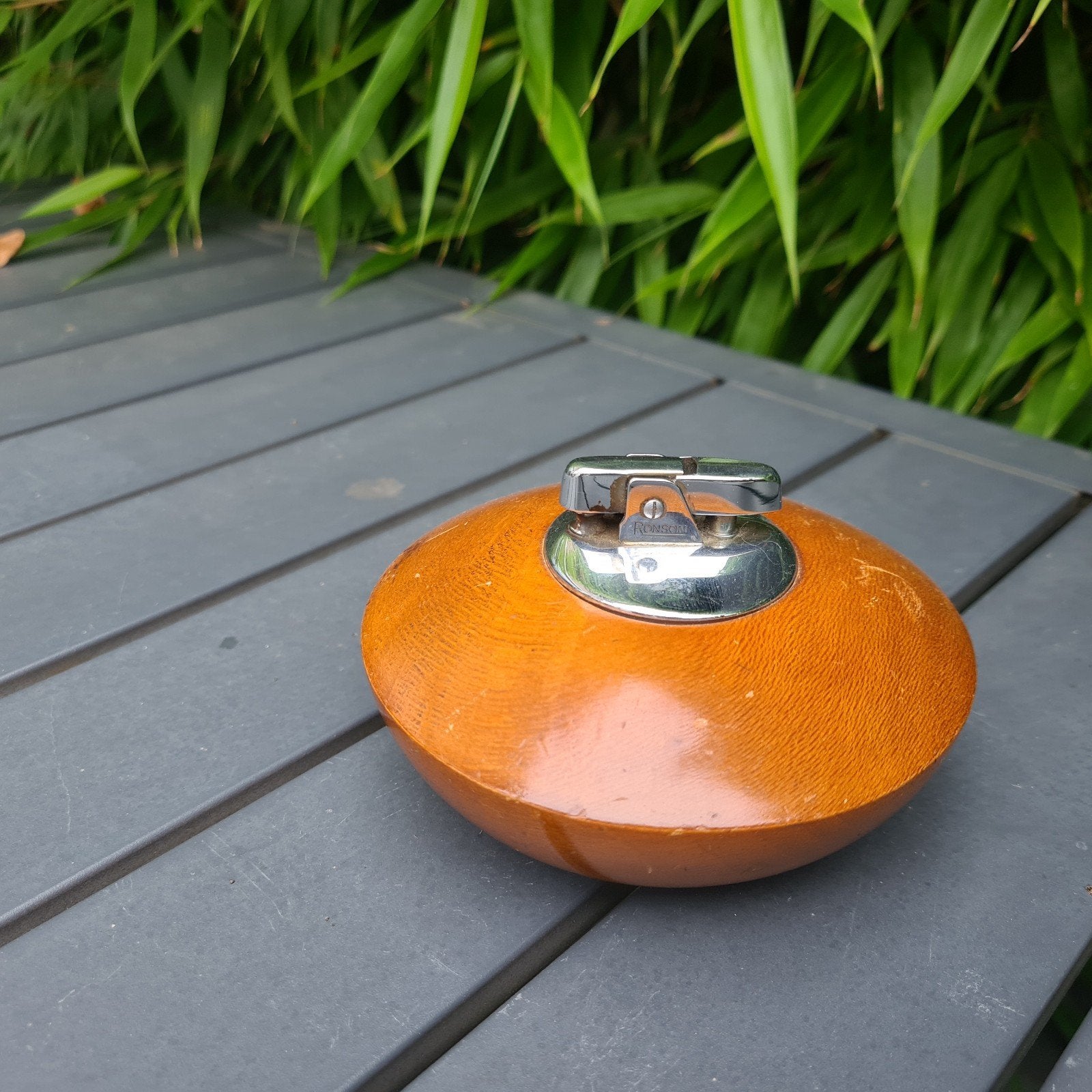 Vintage Ronson Tafelaansteker Hout en Chroom, Verzenden, Gebruikt, Aansteker
