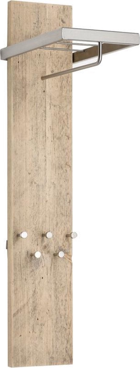 Steigerhouten kapstok met RVS roede en hangers, Zo goed als nieuw, Minder dan 100 cm, Metaal, Ophalen