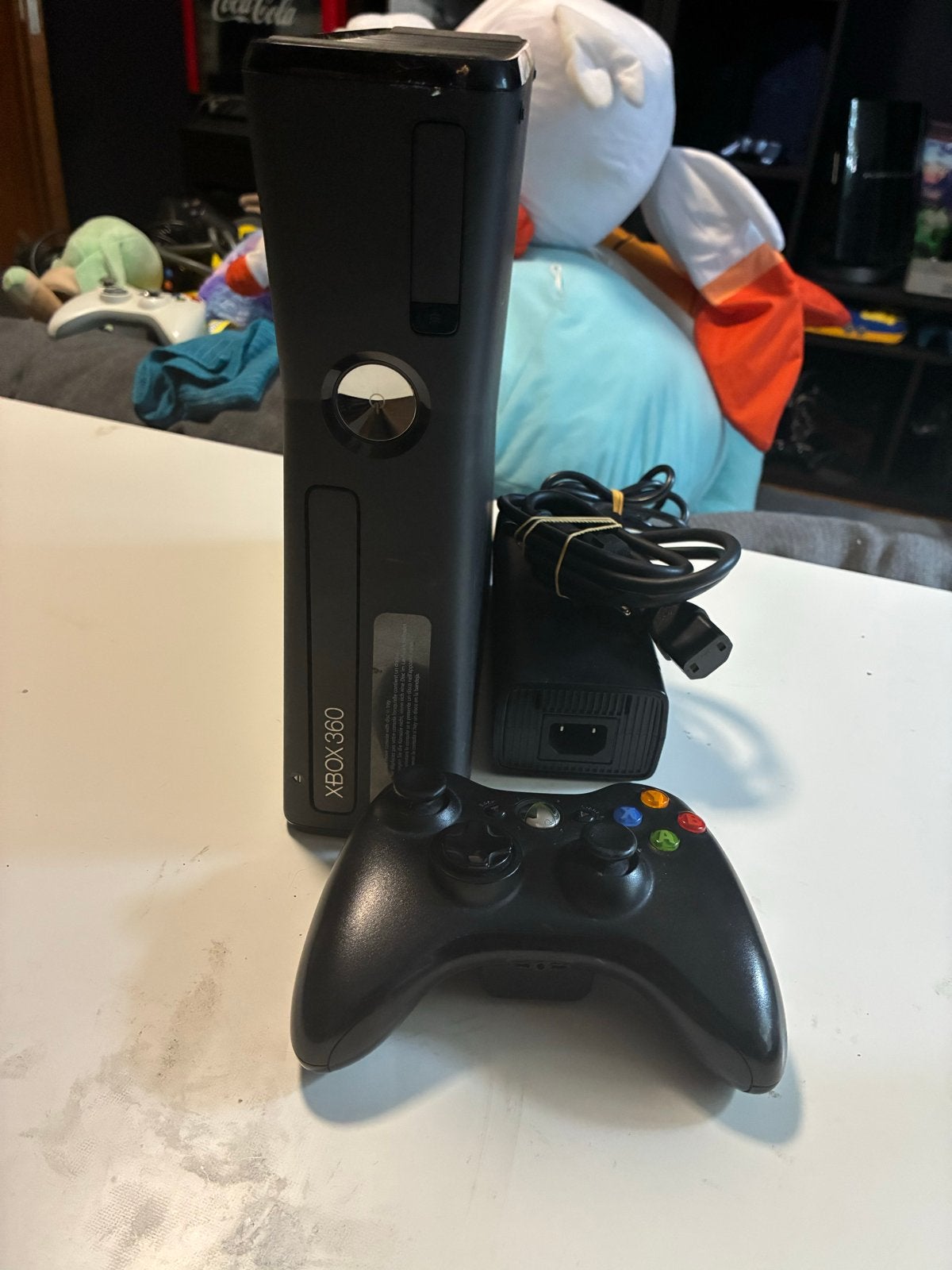 Xbox 360 S Console mat zwart met controller en voeding, Spelcomputers en Games, Spelcomputers | Xbox 360, 4 GB, Ophalen of Verzenden