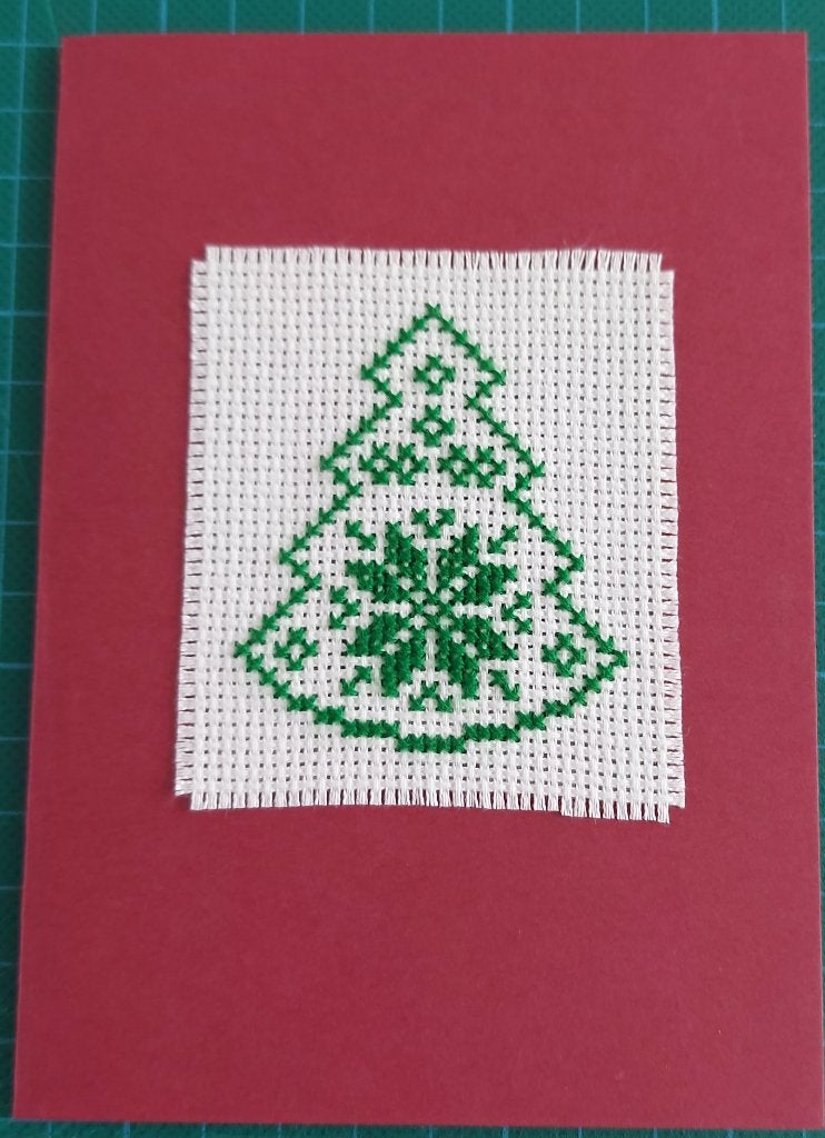 geborduurde kerstkaart met kerstboom (1757), Ophalen of Verzenden, Nieuw, Kerst