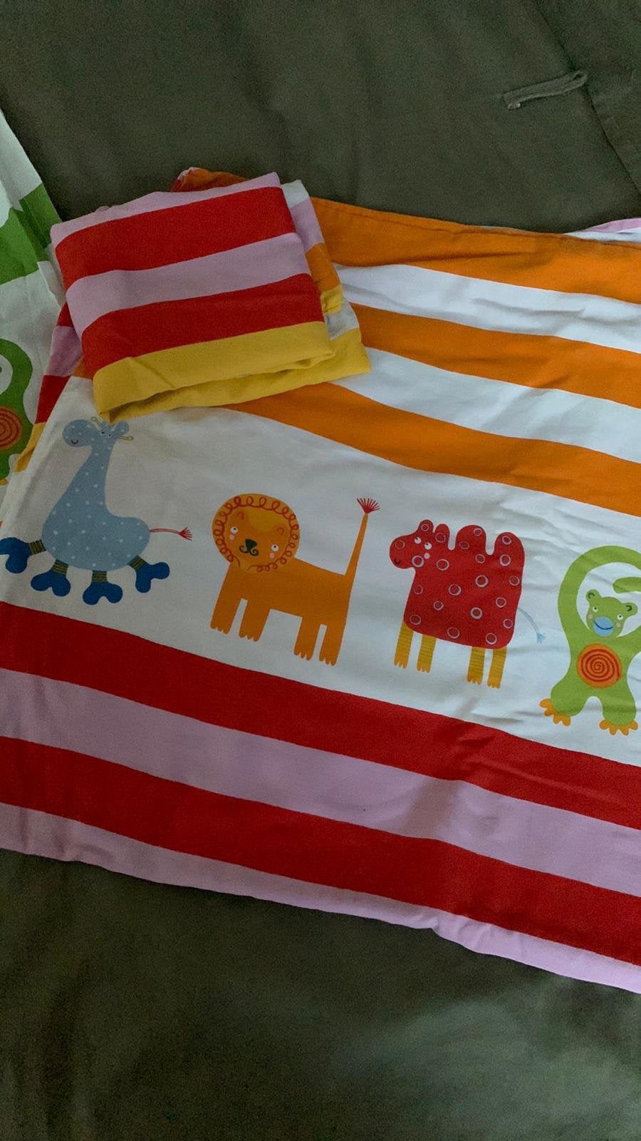 Dieren dekbed overtrek met bijpassende gordijnen, Kinderen en Baby's, Kinderkamer | Beddengoed, Jongetje of Meisje, Wit, Dekbedovertrek
