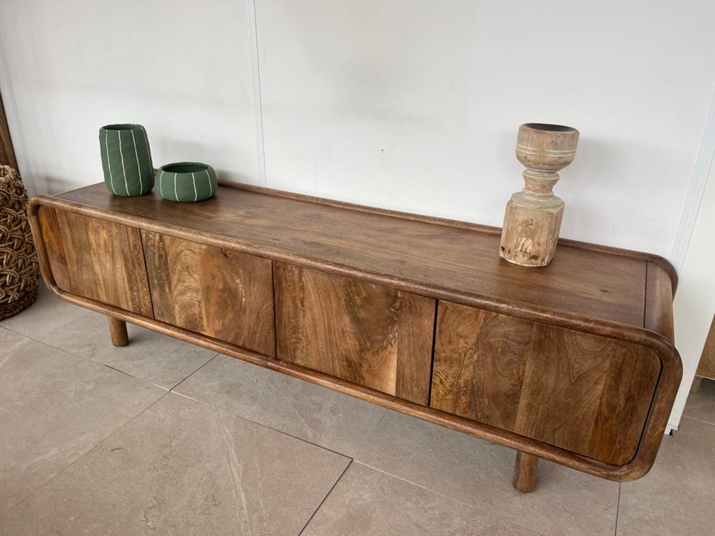 Magazijn Leegverkoop TV meubel retro mangohout massief ACTIE, Hout, Nieuw, Ophalen of Verzenden, Info@wkhome.nl