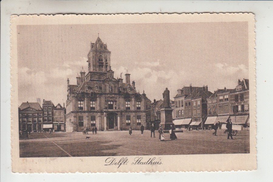 Delft, Stadhuis, Ophalen of Verzenden, Voor 1920, Gelopen, Zuid-Holland