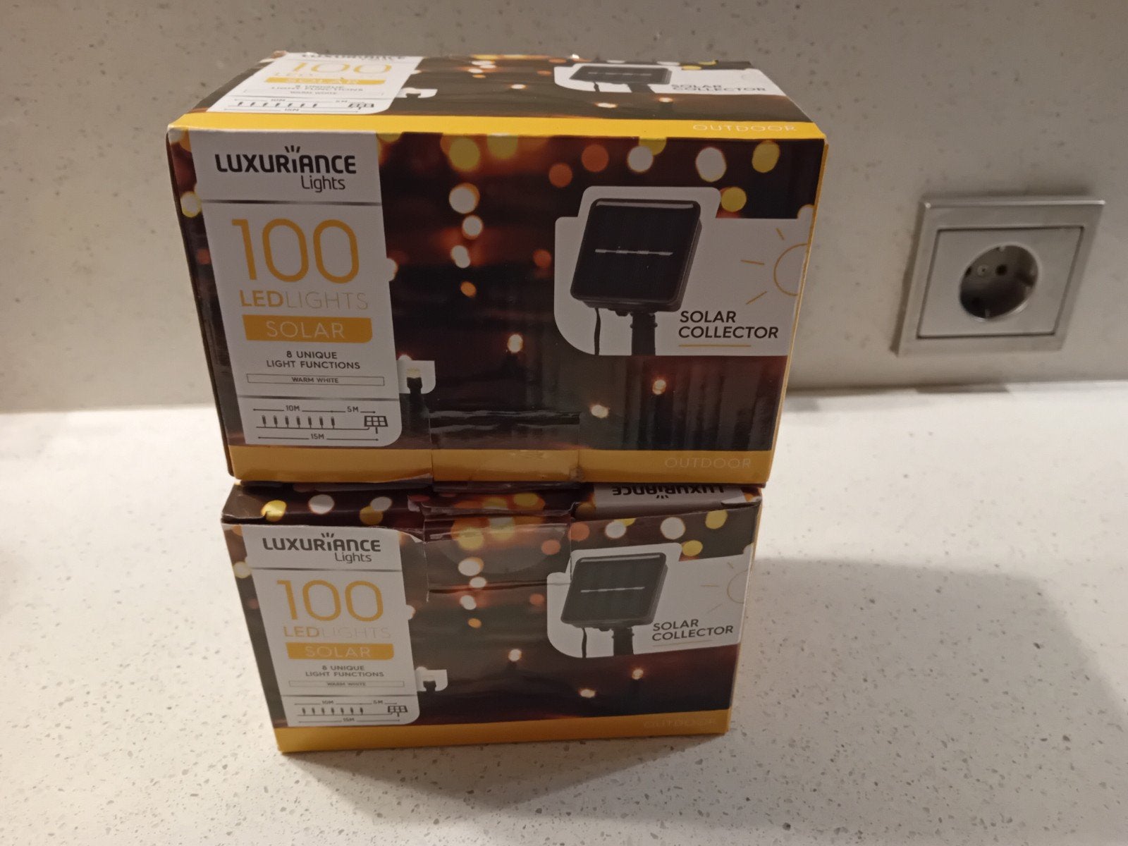 Solar LED-lichtslinger - 100 LED's - Warm Wit - 10M, Tuin en Terras, Zonne-energie, Kunststof, Minder dan 50 watt, Nieuw