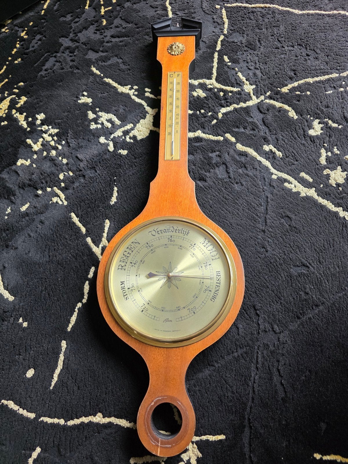 Vintage Barometer en Thermometer - Hout, Ophalen of Verzenden, Gebruikt, Barometer
