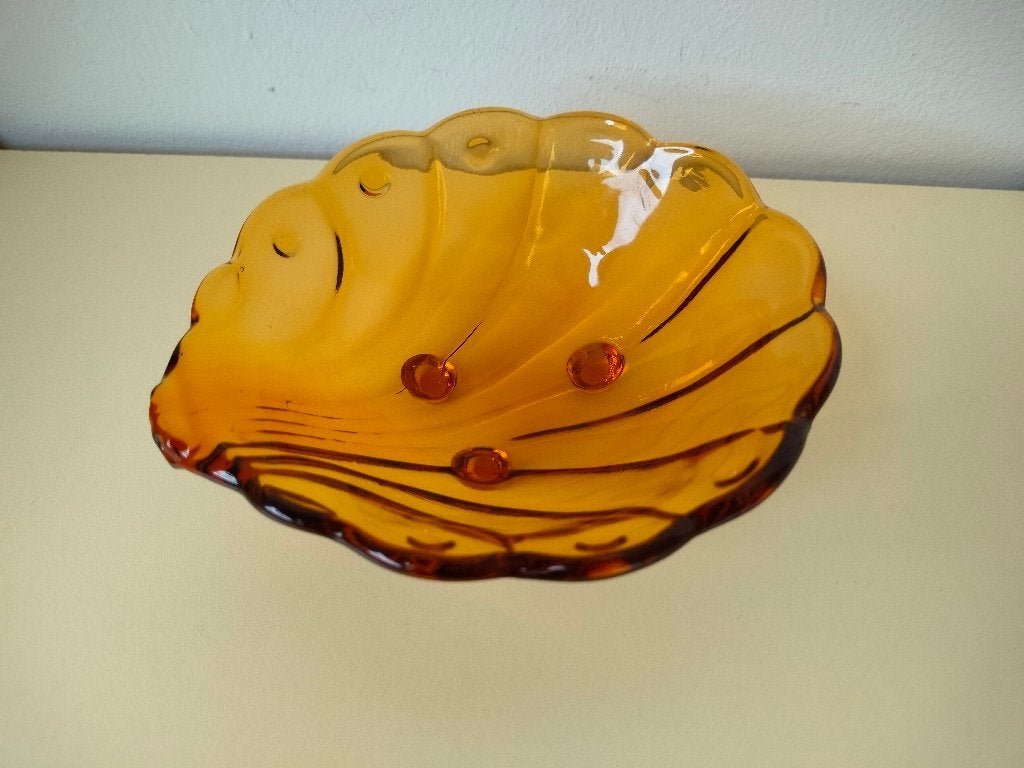 amberkleurig glazen Art Deco schelpenschaaltje, Ophalen of Verzenden