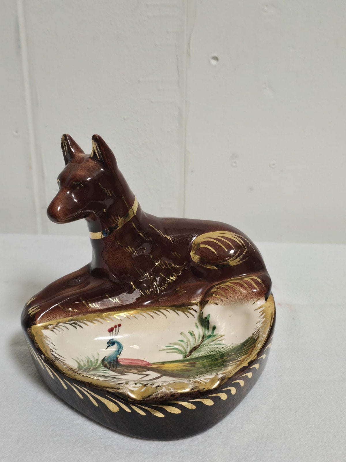 Vintage keramiek honden asbak Hubert Béquet België jaren 50, Ophalen, Gebruikt, Nvt, Asbak