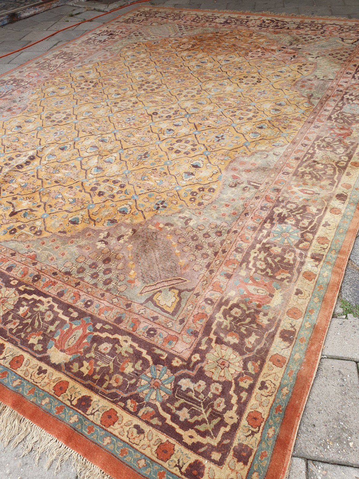 Vintage perzisch tapijt 410x295 cm., Gebruikt, Sixties, 200 cm of meer, Ophalen of Verzenden
