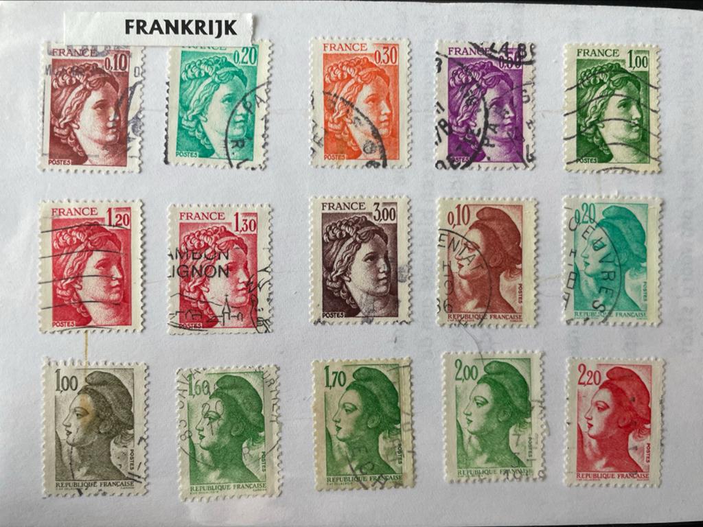 Frankrijk afgeweekte postzegels - 15 x, Ophalen of Verzenden, Gestempeld
