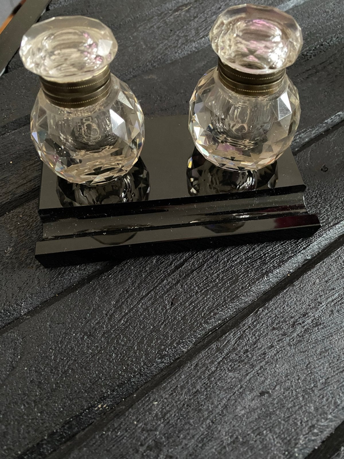 Antiek inktstel kristal en onyx, Antiek en Kunst, Ophalen of Verzenden
