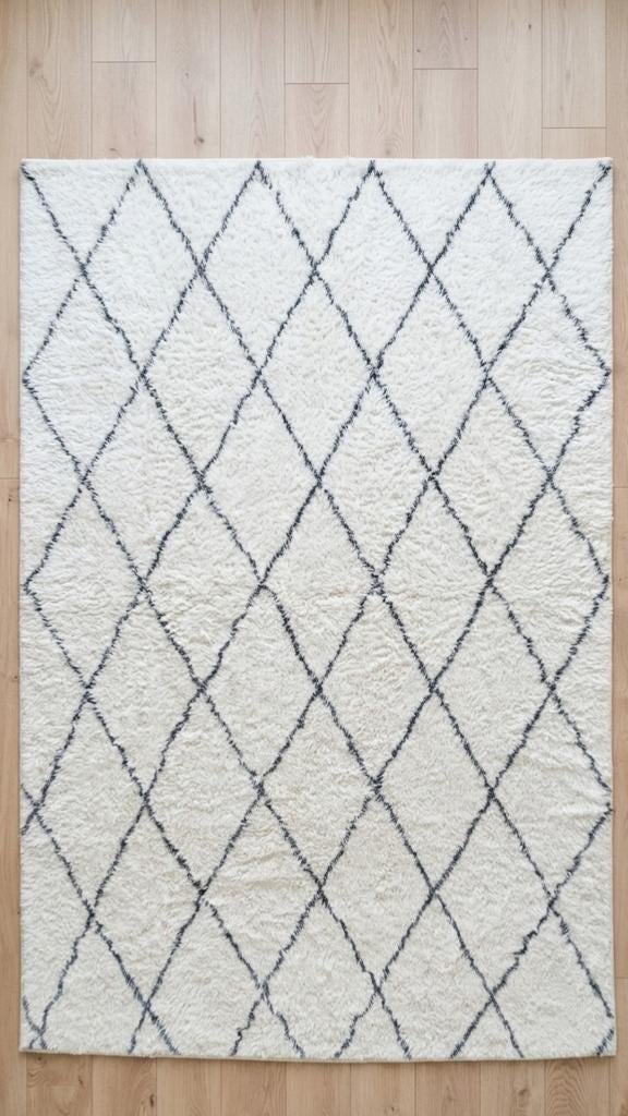 Teppana Marrakesh Pluche Vloerkleed 170x240cm - Wasbaar, Ophalen, Modern, Hoogpolig, Wasbaar, 150 tot 200 cm, Crème
