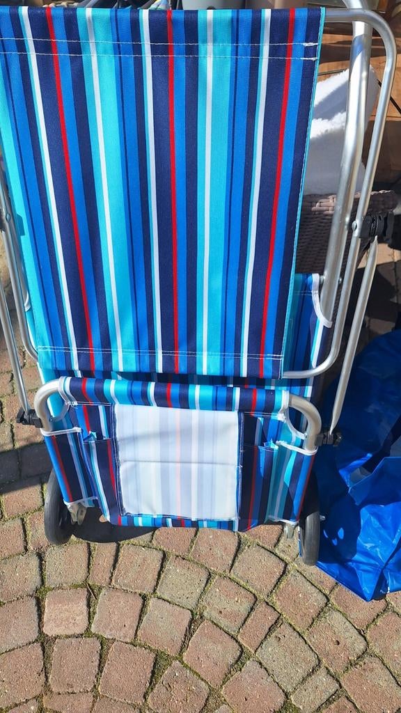 Strandstoel op wielen - Blauw gestreept, Ophalen, Gebruikt