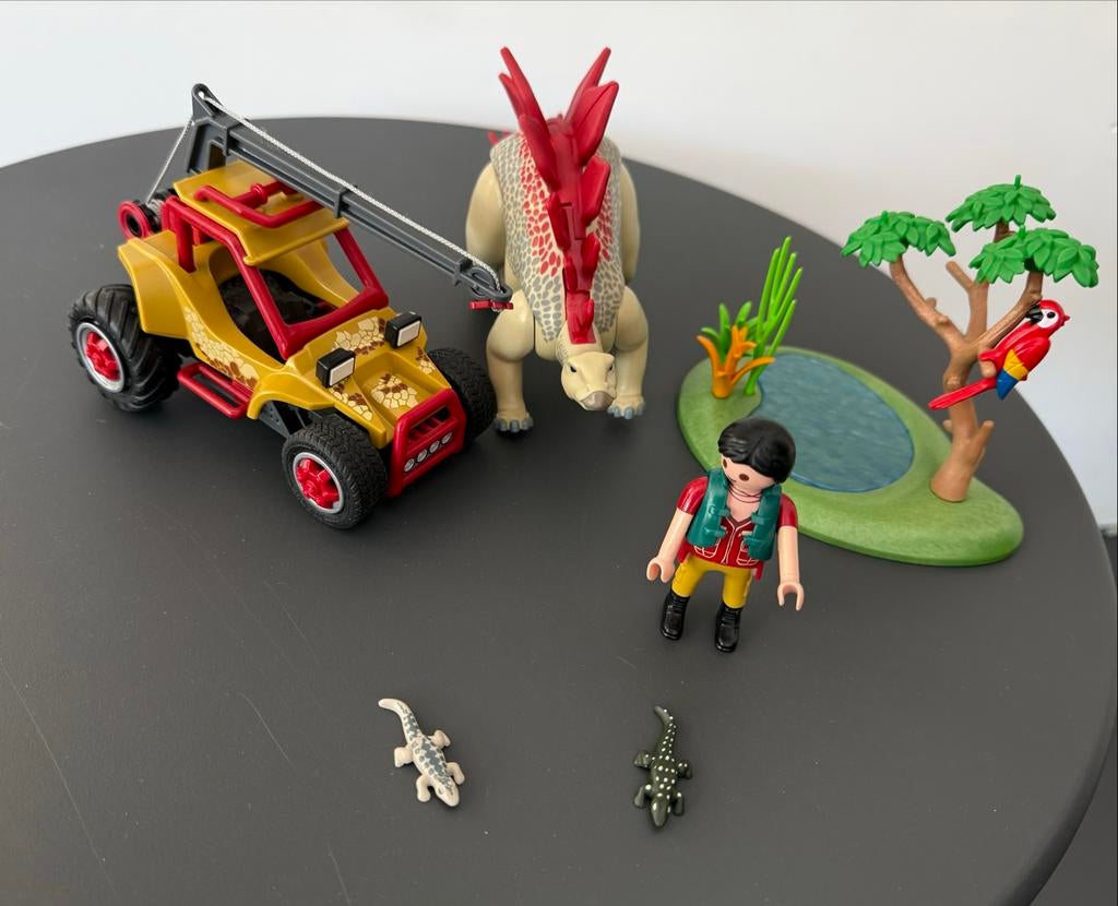 Playmobil Explorers Buggy met Stegosaurus en accessoires, Ophalen of Verzenden, Zo goed als nieuw, Complete set