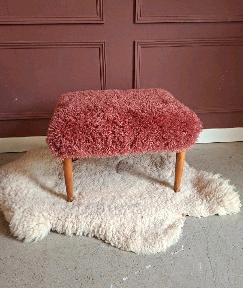 Vintage hocker oud roze, Ophalen, Minder dan 50 cm, Zo goed als nieuw, Stof